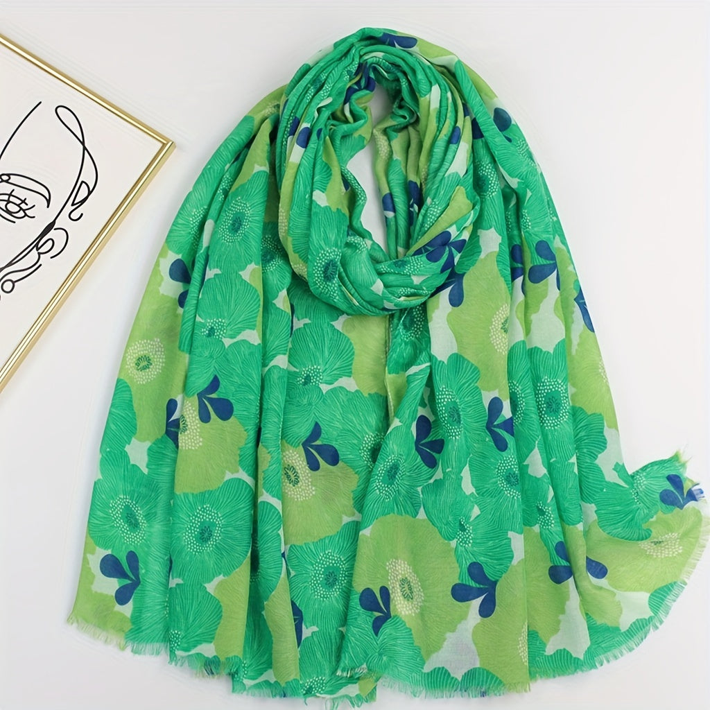 Boho Flower Print Scarf Warm Shawl Women Sunscreen Headwrap
