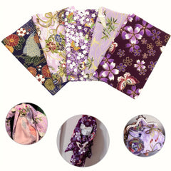 5pcs Japanese Style Purple Flower Cotton Quilting Fabric DIY Clipping Cloth