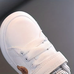 Embroidered Bear Low Top Skateboard Shoes For Girls