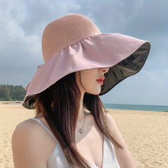 UPF 50 Sun Hat Wide Brim Mesh Sun Visor Women Beach Hats