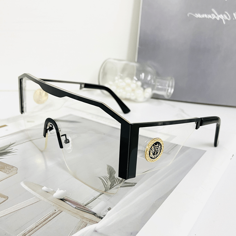 Square Rimless Sunglasses Men's Vintage Big Frame UV400
