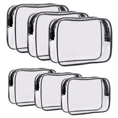 6pcs PVC Clear Toiletry Bags Travel Cosmetic Makeup Bags With Zipper