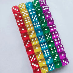 50pcs Colorful Transparent Game Dice Set for Parties 14 16 18mm