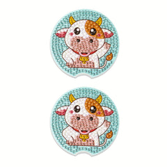 Sheep Cup Mats 2pcs DIY Diamond Painting Car Interior Accesories