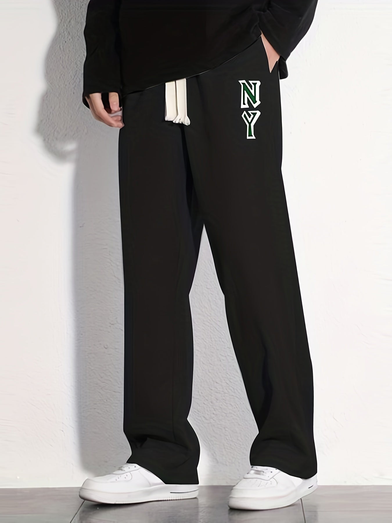Men's Letter Print Joggers Casual Loose Fit Drawstring Pants