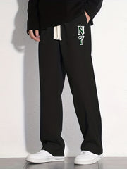 Men's Letter Print Joggers Casual Loose Fit Drawstring Pants
