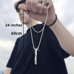 Men's Stainless Steel Bar Pendant Necklace