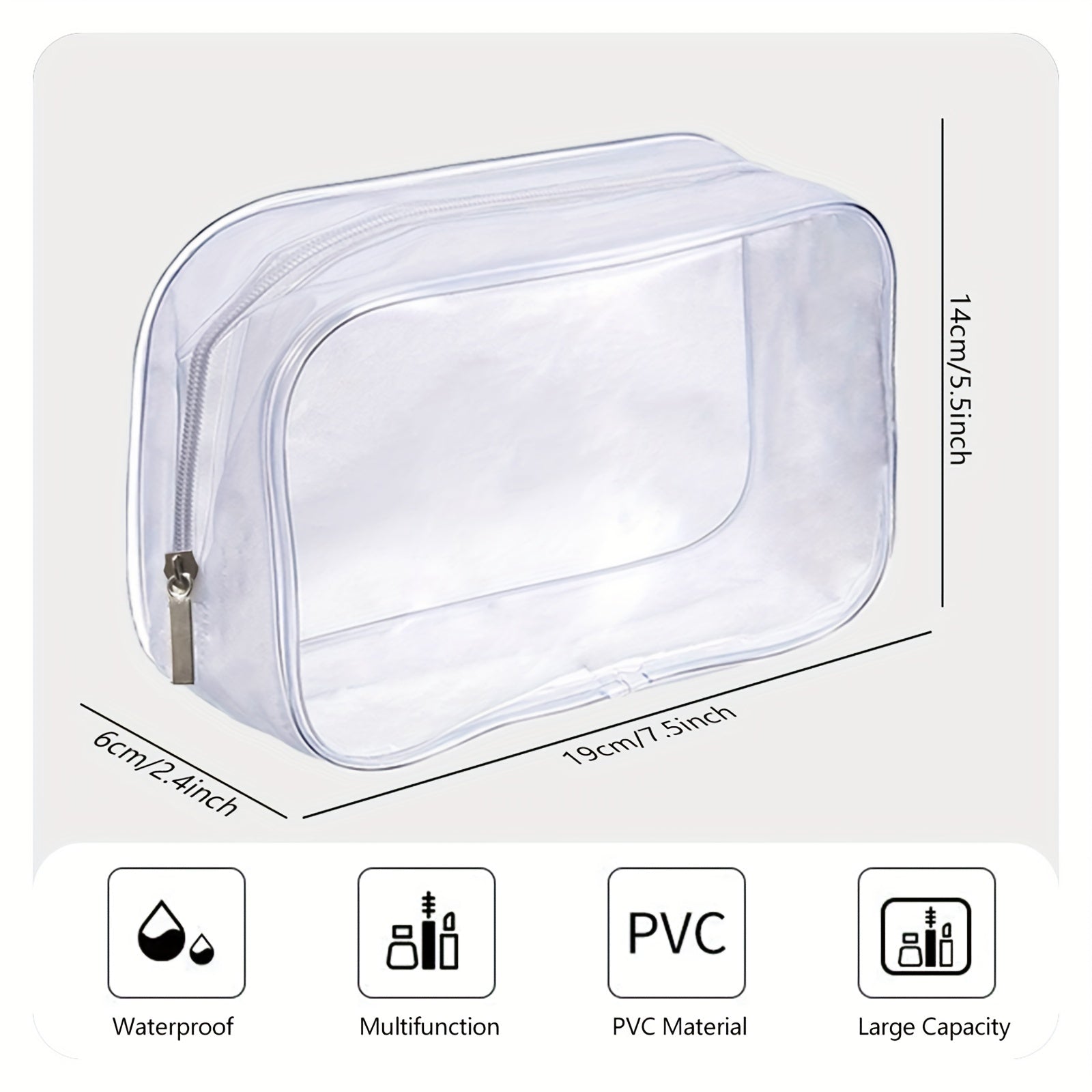 Clear Makeup Bags Set Transparent Cosmetic Bag Travel Toiletry Zipper