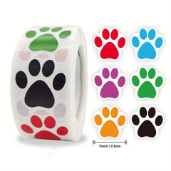 500 Dog Puppy Paw Prints Stickers Colorful Labels