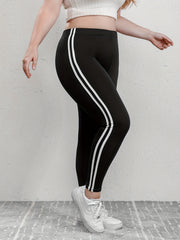Casual Leggings 2 Strips Medium Stretch Sporty Bottoms