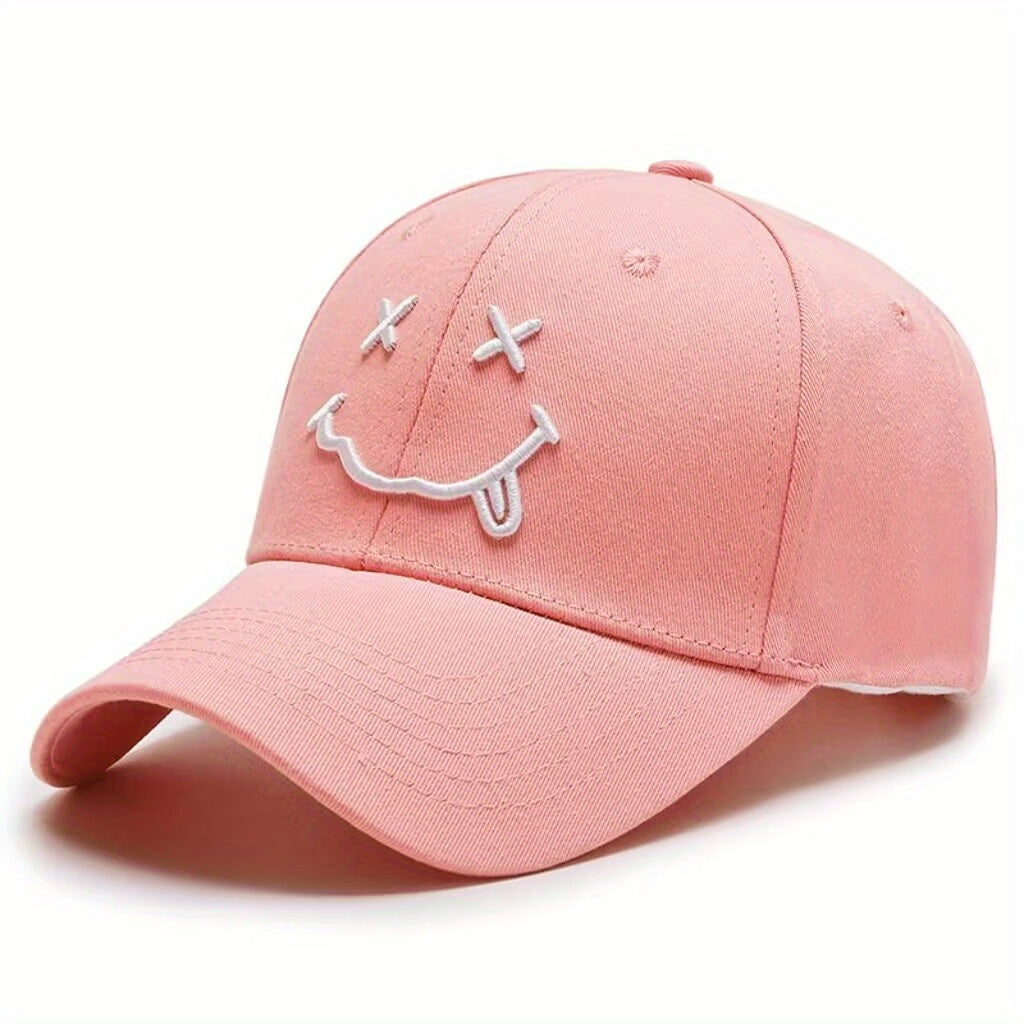 Happy Face Baseball Cap Embroidery Soft Adjustable Skull Hat Sport Sun Hat