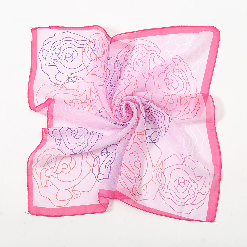Chiffon Floral Print Scarf Silk Bandana Shawl Neckerchief Head Wrap