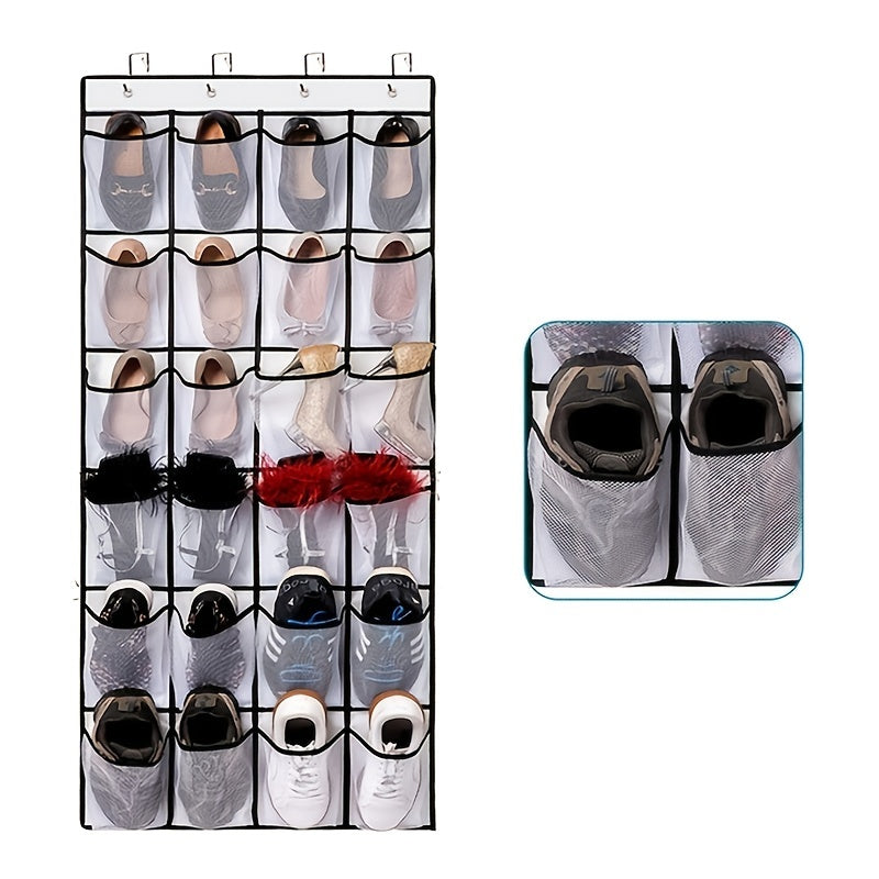 Over The Door Shoe Organizer Hanging Closet Storage Bag Rack With 24 Pockets