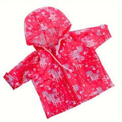 Pink Unicorn Raincoat for 17-18 Inch Dolls