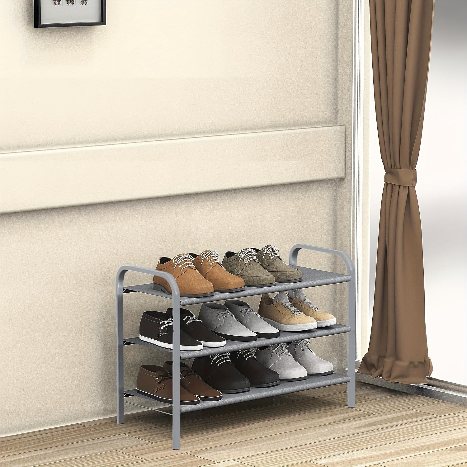 3 Tier Shoe Rack Storage Organizer Metal Tube Home Decor Gift Man Woman
