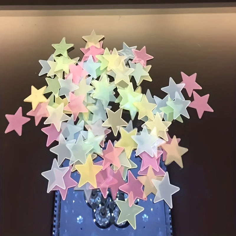 80pcs Easter Glow In The Dark 3D Stars Wall Stickers