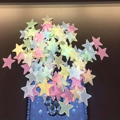 80pcs Easter Glow In The Dark 3D Stars Wall Stickers