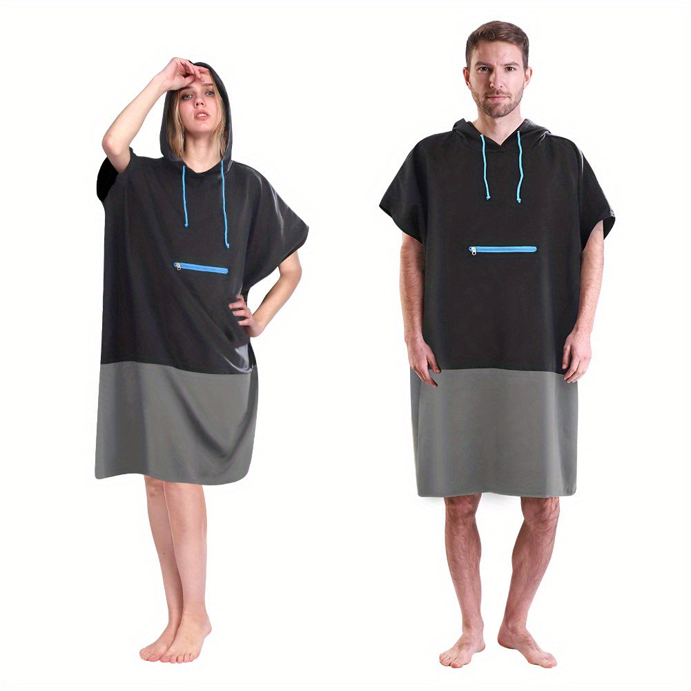 Microfiber Surfing Wetsuit Changing Towel Robe Poncho Hood Pocket