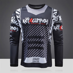 Men's Letters Pattern Shirt for Biking - Moisture Wicking Long Sleeve Crew Neck