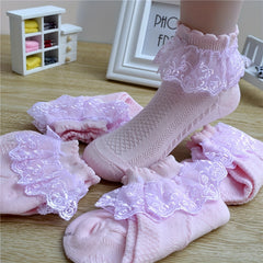 Kids Lace Socks Girls Cotton Mesh Princess Short Socks