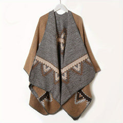 Vintage Geometric Jacquard Large Shawl Cashmere Wrap