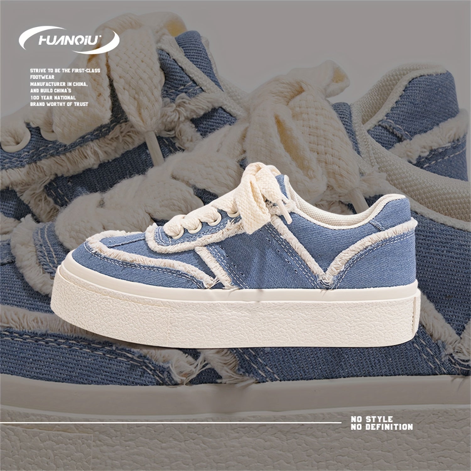 HUANQIU Raw Trim Non-slip Sneakers For Women