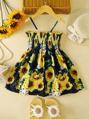 Toddler Girls Gradient Sunflower Cami Princess Dress