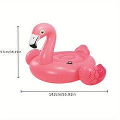 Flamingo Swim Ring with Handles Durable PVC Lightweight for Beach & Pool Parties