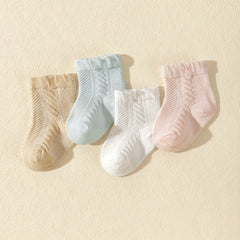 4 Pairs Casual Knit Socks for Baby Girls