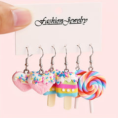 Cartoon Heart Lollipop Earrings for Kids
