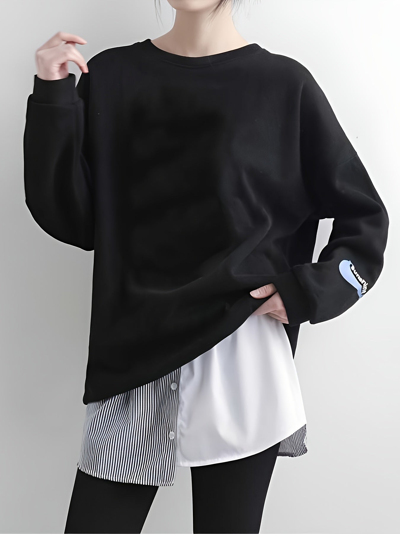 Stripe Print Asymmetrical Skirt Colorblock Casual Skirt