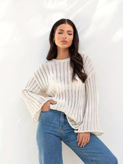 Solid Long Sleeve Round Neck Sweater