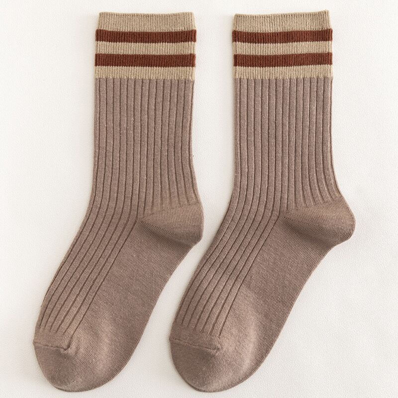 Striped Trim Mid Tube Socks Women's Sports & Casual Socks