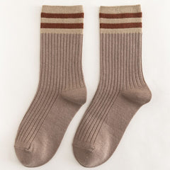 Striped Trim Mid Tube Socks Women's Sports & Casual Socks