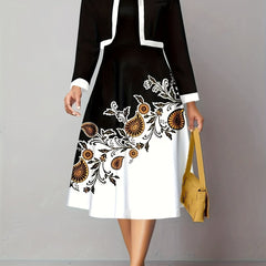 Paisley Print Dress & Open Front Cardigan Set
