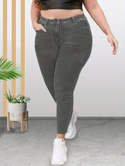 Solid High Rise Skinny Jeans