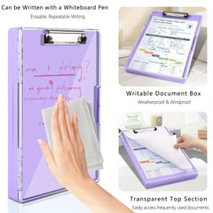 Heavy Duty Clipboard with 2 Storage Cases - Clear Top Panel & Side Opening