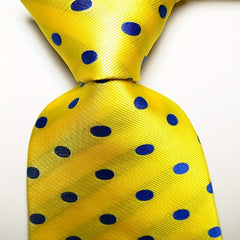 Men's Printed Dot Tie Yellow Orange Flower Tie Business Party Wedding Tie