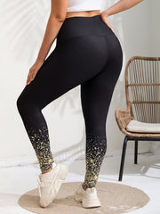 Women's Plus Glitter Print High Waisted Slight Stretch Leggings