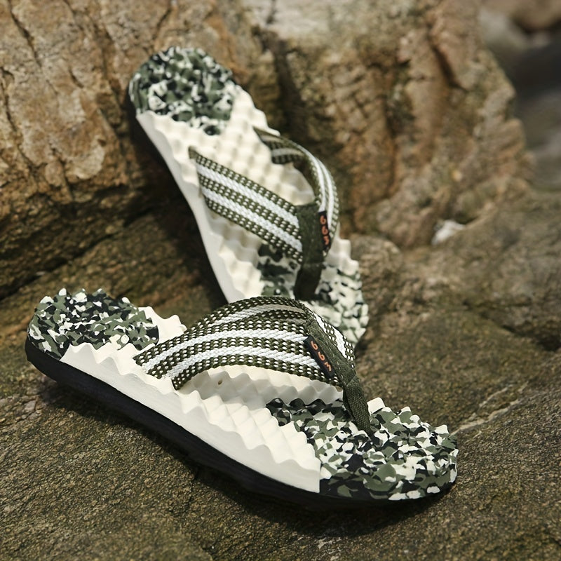 Men's Camo Massage Flip Flops Non Slip Thong Sandals