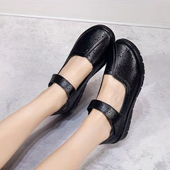 Women's Hollow Out Flat Shoes Breathable Hook & Loop Strap Walking Shoes