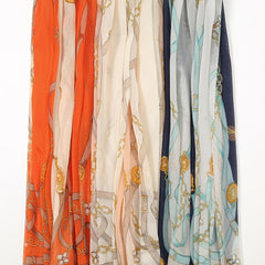 Colorful Chiffon Print Silky Scarf Warm Winter Shawl