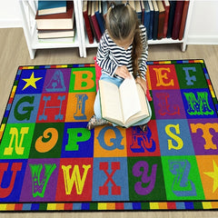 Kids Rug Numbers And Letters Area Rug for Playroom & Nursery