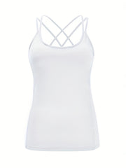 Round Neck Yoga Top Criss Cross Straps Activewear