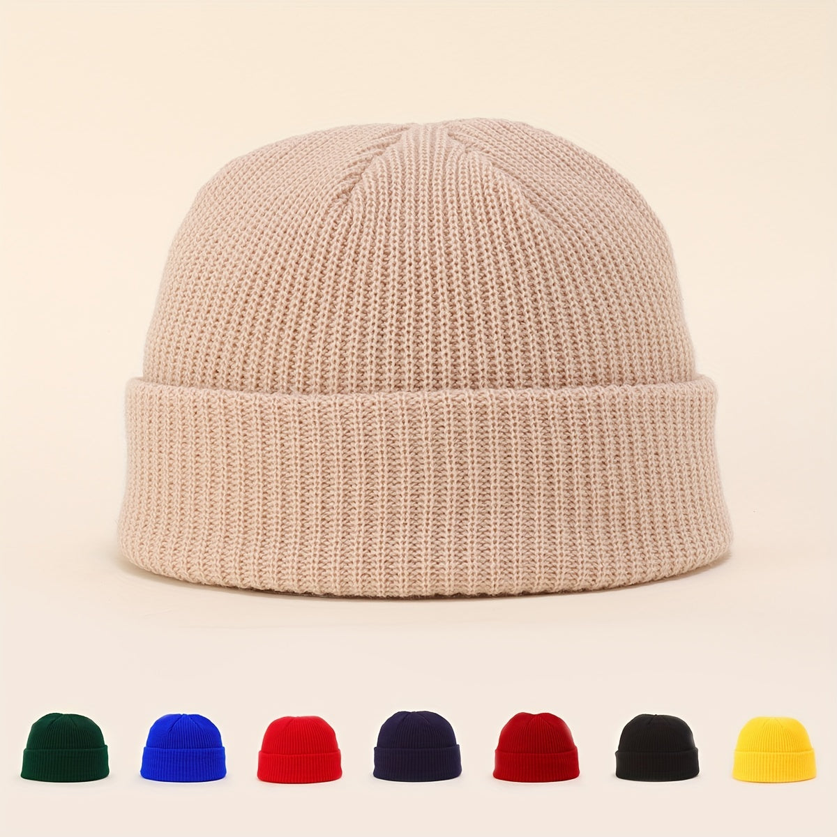 Unisex Solid Beanie Coldproof Warm Knit Hat Elastic Skull Cap