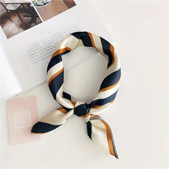Satin Striped Small Bandana Block Square Scarf Women Hair