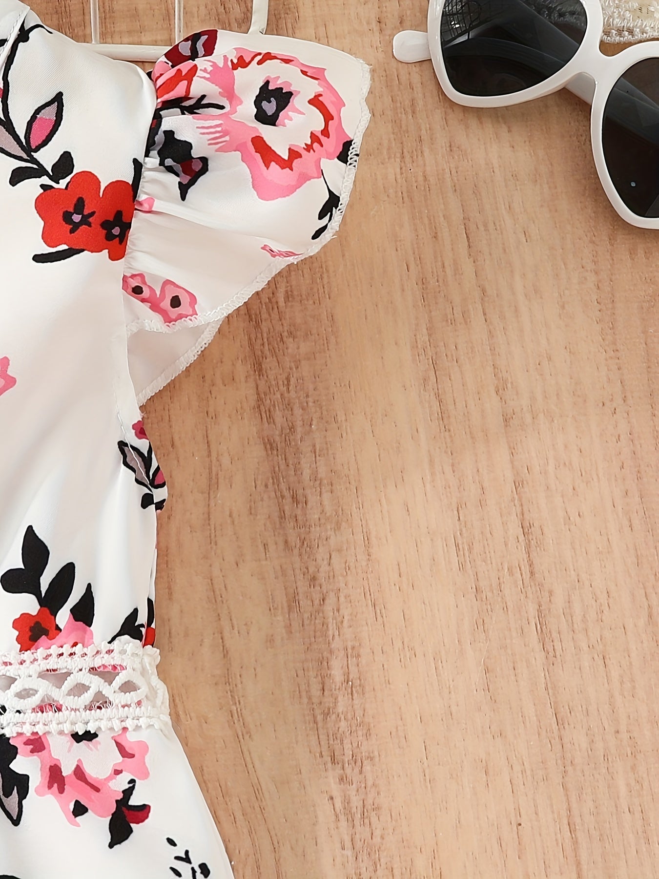 Girls' Casual Dress Boho Floral Sleeveless Lace Waist A Line Dress
