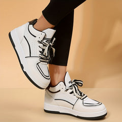 Women's Platform Skate Shoes Mid Top Lace Up Sneakers