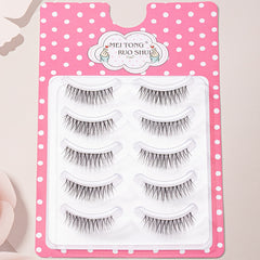 5 Pairs Natural Look 3D Mink Cat Eye Lashes 15mm Wispies