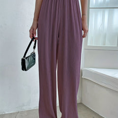 High Waist Wide Leg Pants Solid Casual Every Pants Women's Clothing